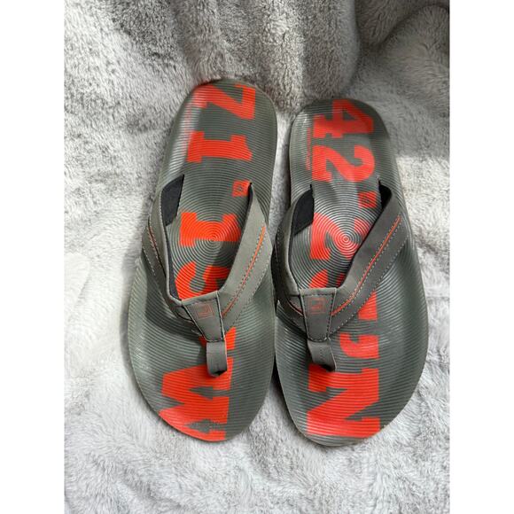 Sperry Top-Sider Men’s Gray Orange Flip-Flops Size 13M Slide Sandals Beachwear - Picture 1 of 10